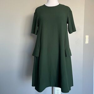 Cos Forest Green Side Cargo Pockets Dropped shoulder A-line Casual Midi Dress